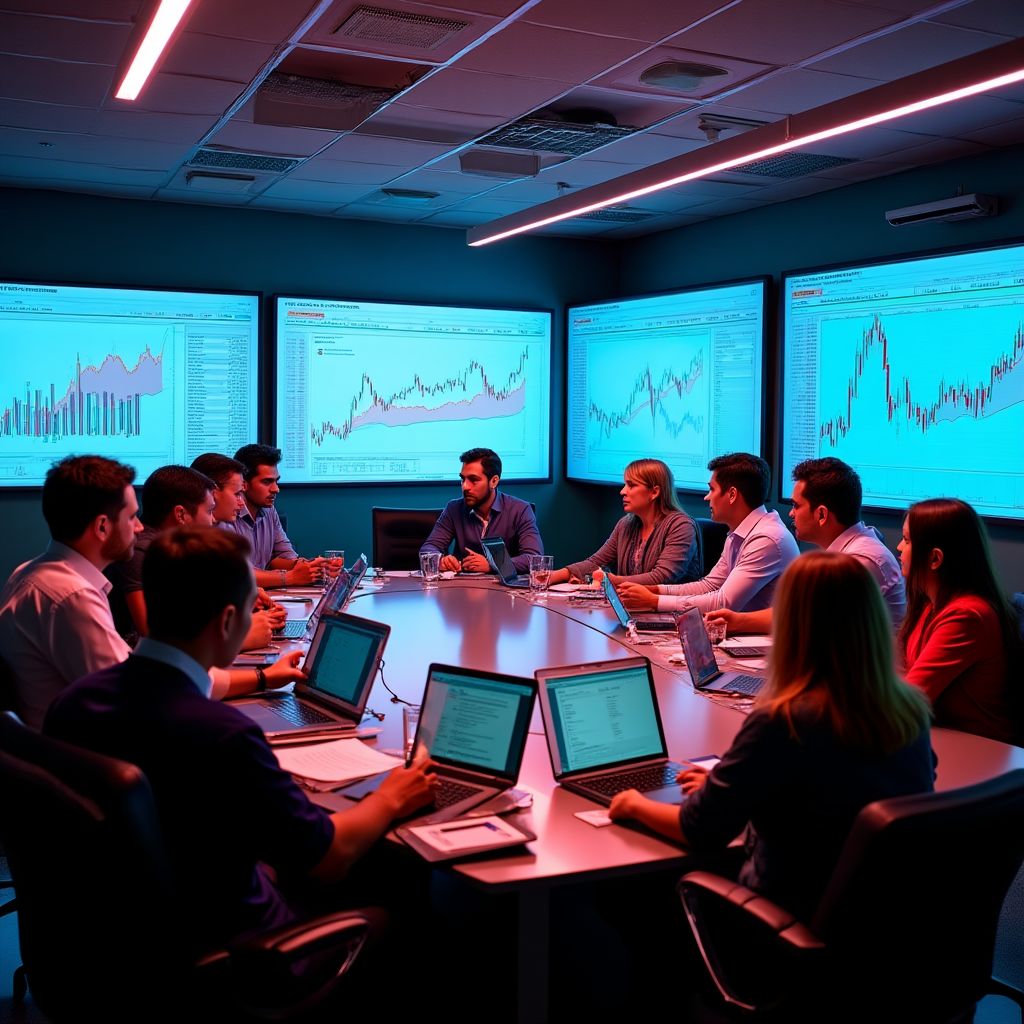 Equipo en reunión de análisis diario